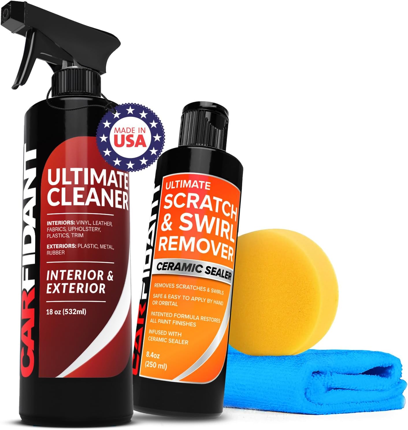 Carfidant Scratch & Swirl Remover Kit with Towel and Ultimate Cleaner