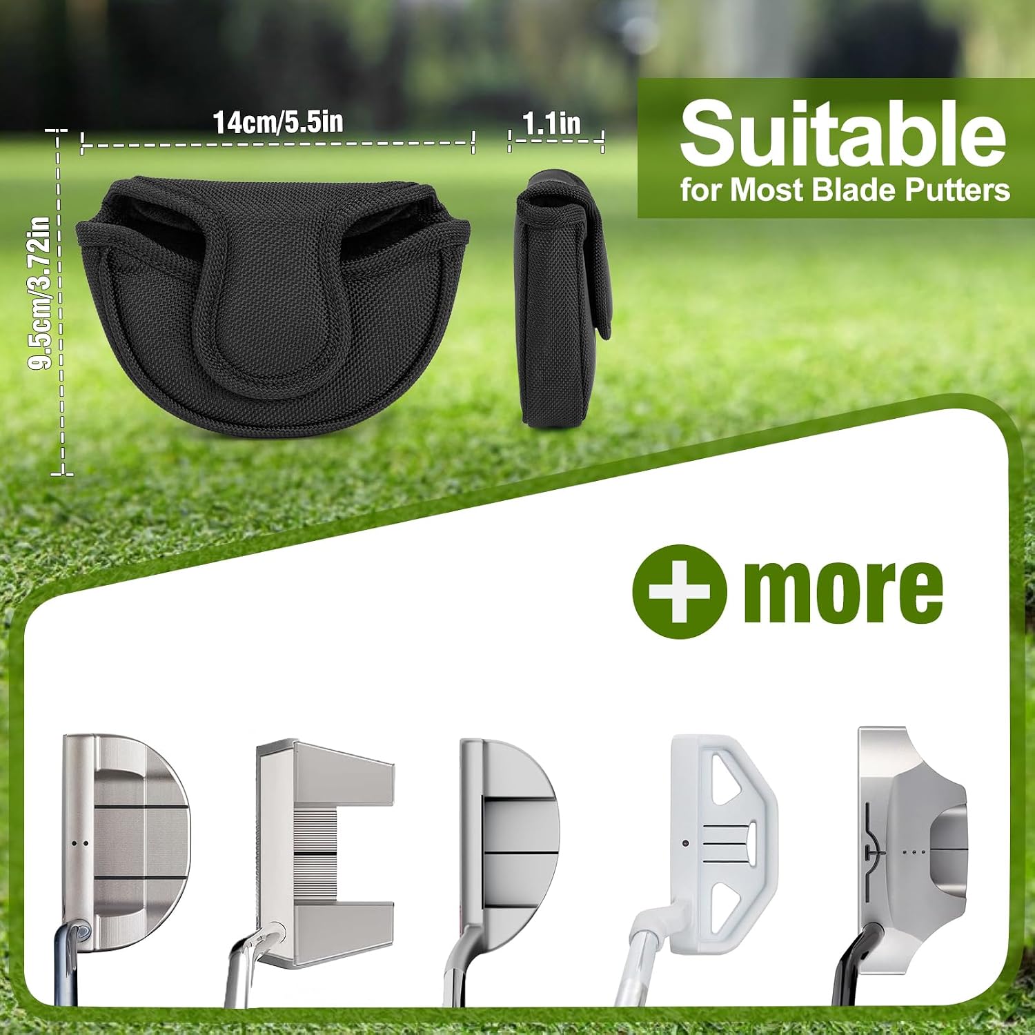Golf Putter Covers Mallet Putter Headcover with Magnetic Closure Golf Club Cover for Most Brand