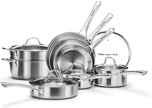 13-Piece Tri-Ply Stainless Steel Cookware Set, Induction Compatible