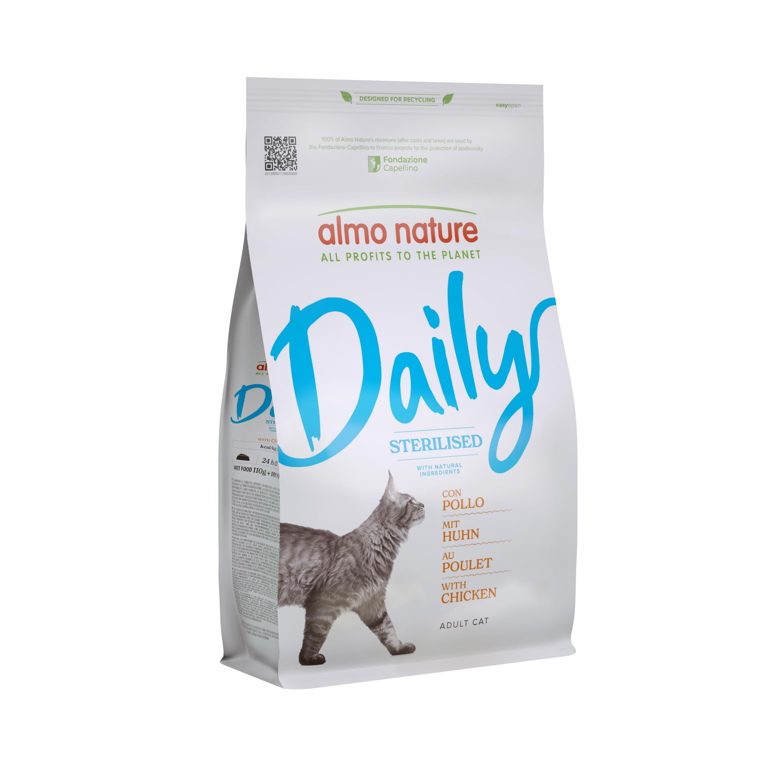 Almo Nature Daily Sterilised, Crocchette per Gatti Adulti Sterilizzati - con Pollo - Sacco da 1,2 kg