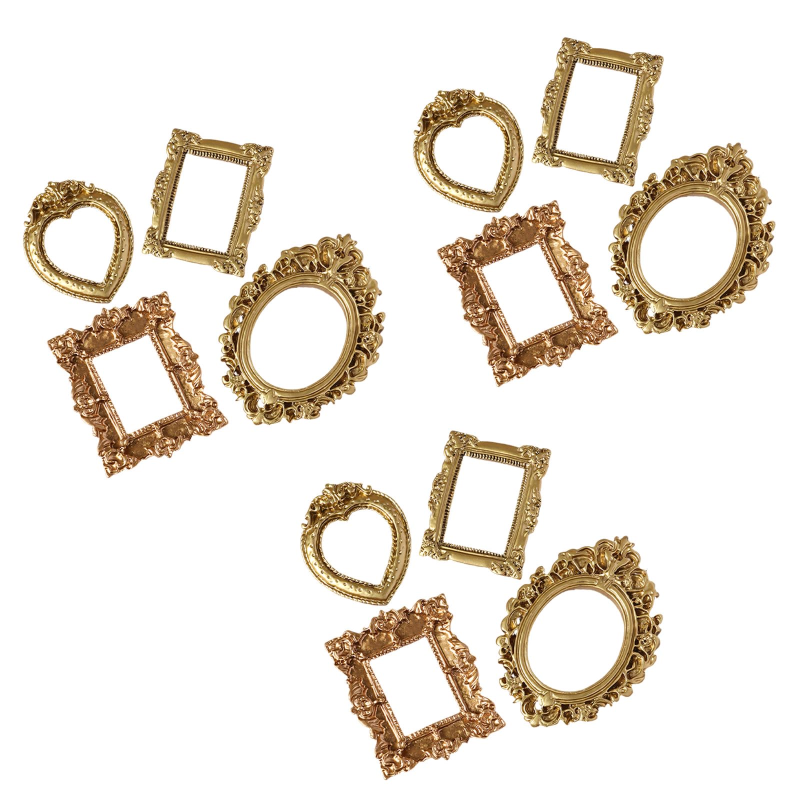 12 Elegant Resin Small Photo Frames, Intricate Carved Antique Jewelry Frames, Home Office Decor, Wall Hanging Miniature