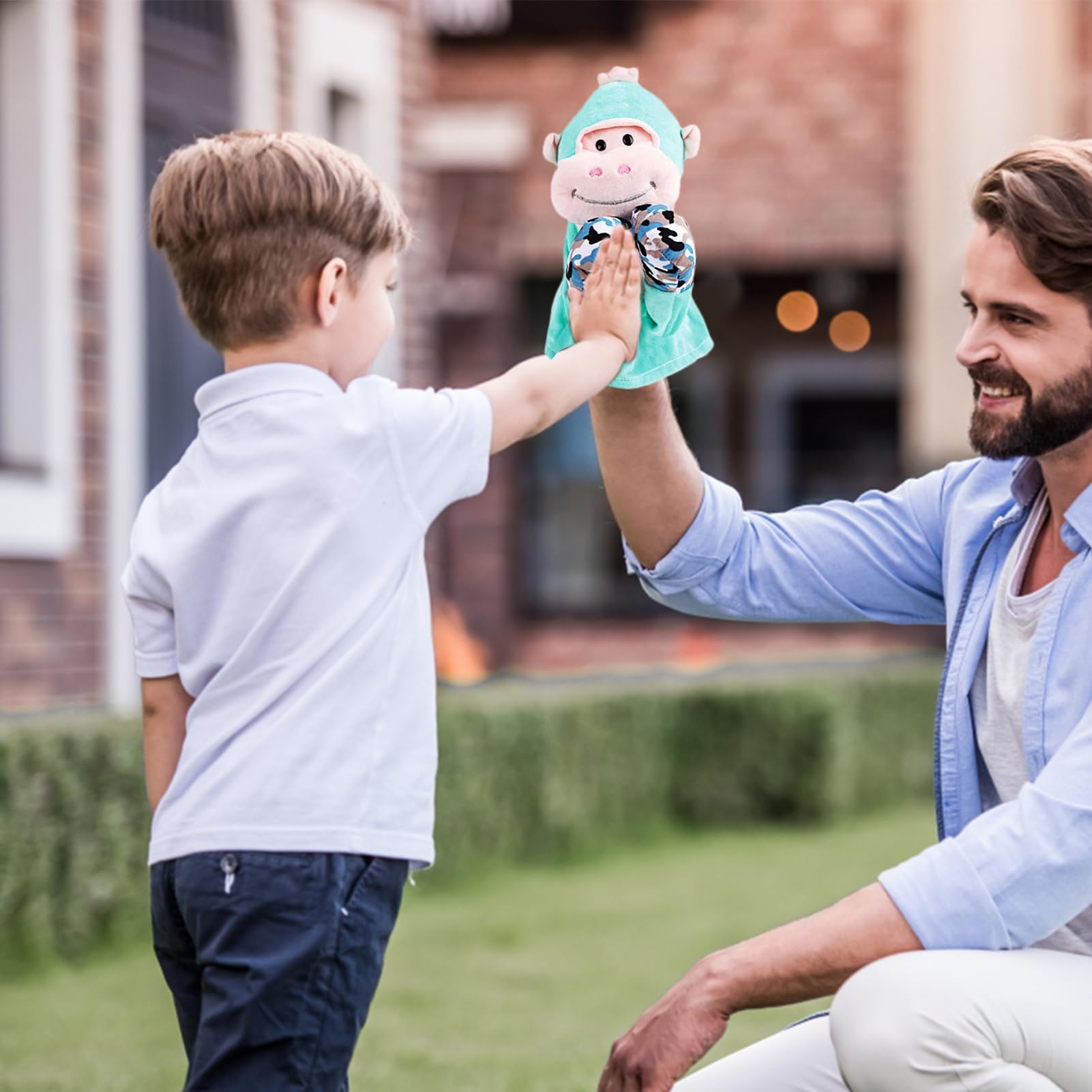 Marionnettes à main, marionnettes à main d'animaux - Jouet en peluche réaliste, apprentissage émotionnel, marionnettes de boxe à main avec bras rétractable pour de plus de 3 ans, temps