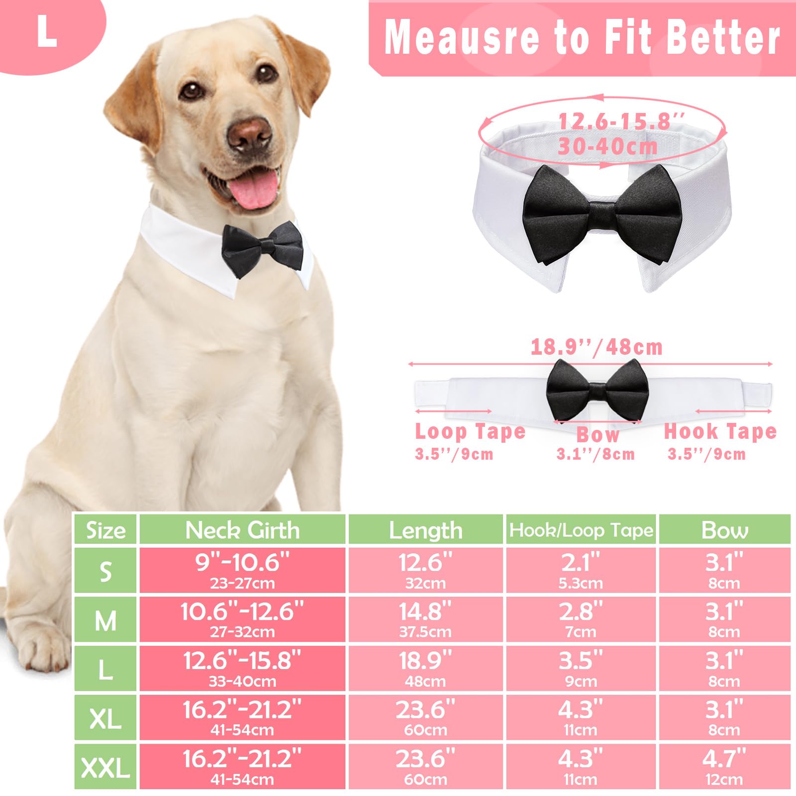 Formal Dog Bowtie Collar, KOOLMOX Dog Bow Tie Collar Black, Tuxedo