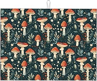 Amanita Mushroom 3 for Dish Drying Mat for Kitchen 18x24 In Microfiber Dish Drainer Mat Absorbent Dishes Pad with Hanging Loop for Kitchen Counter Sink