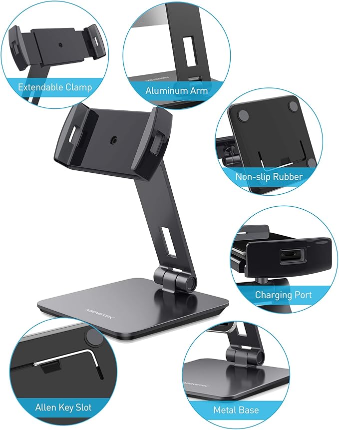 Soporte de Aluminio para Tablet AboveTEK con Giro 360° Gris miniatura 8