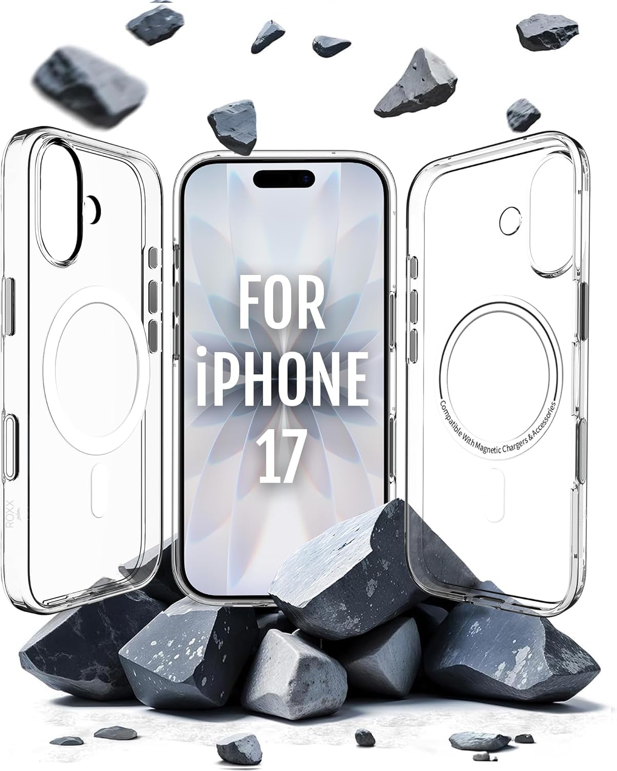 Roxx Clear Case | Like The Original, Only Better | Yellowing-Resistant | for iPhone 17 | with Camera Button | Hardcase | Screen & Camera Protection | for MagSafe Accessories