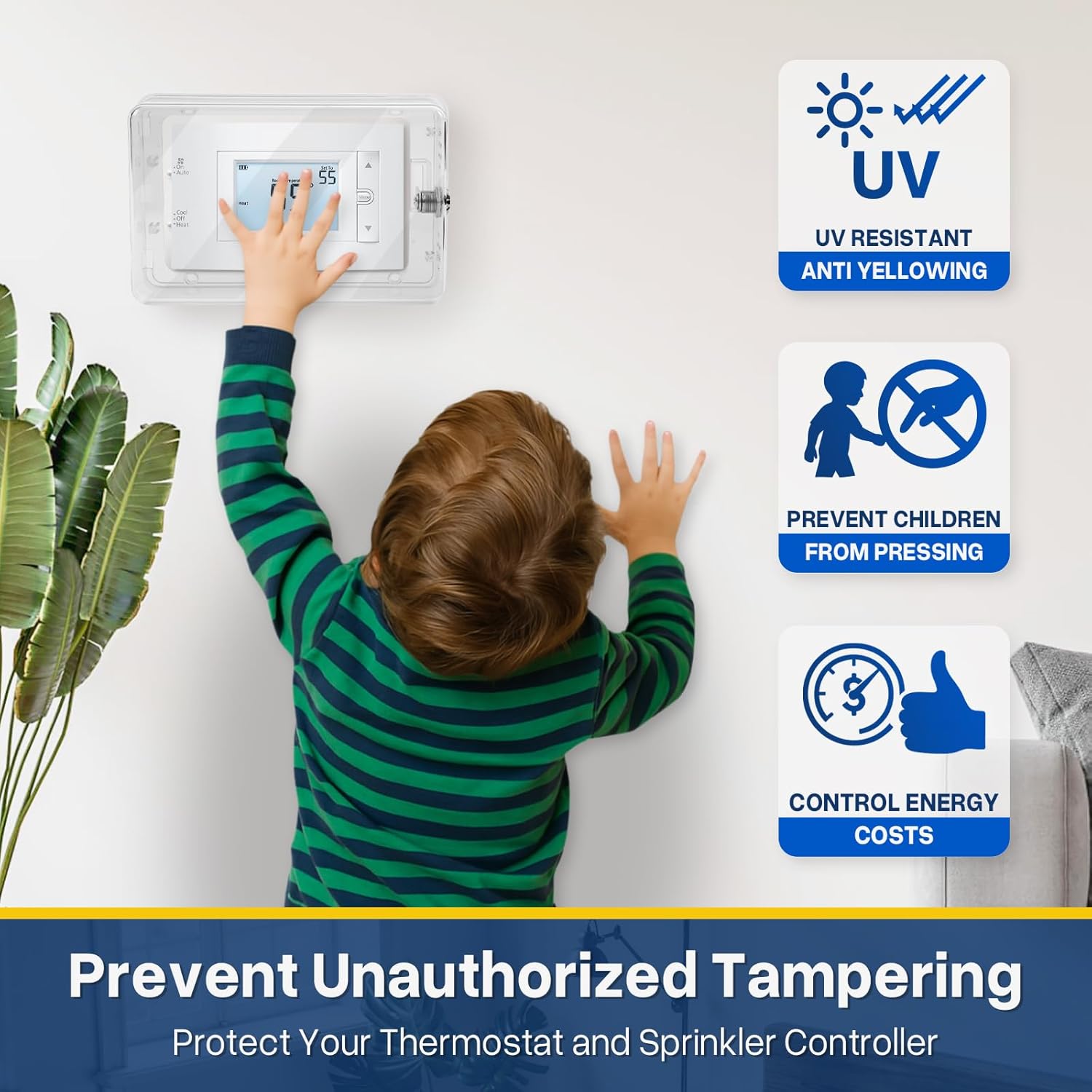 5 Pack Thermostat Lock Box with Key, Fits Thermostats 7.1" × 4.5" or Smaller, Universal Large Thermostat Cover for Thermostats & Sprinkler Controllers, Sprinkler Controller Guard