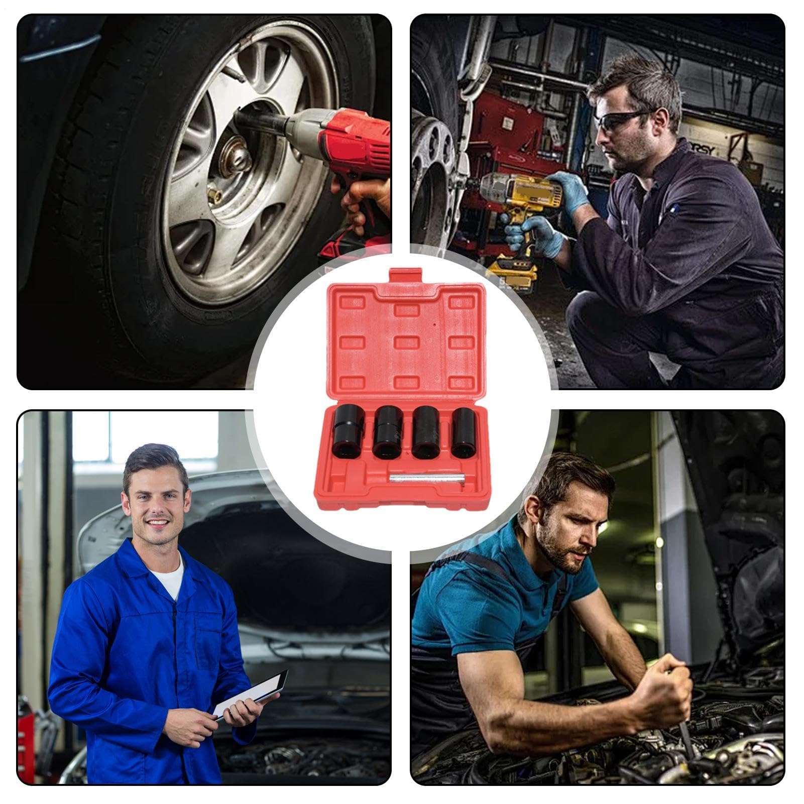 Zestaw 5-częściowy zestaw do wyciągania nakrętek do kół z paskami, zestaw kluczy do okrągłych osi Damad, narzędzie dla mechaników