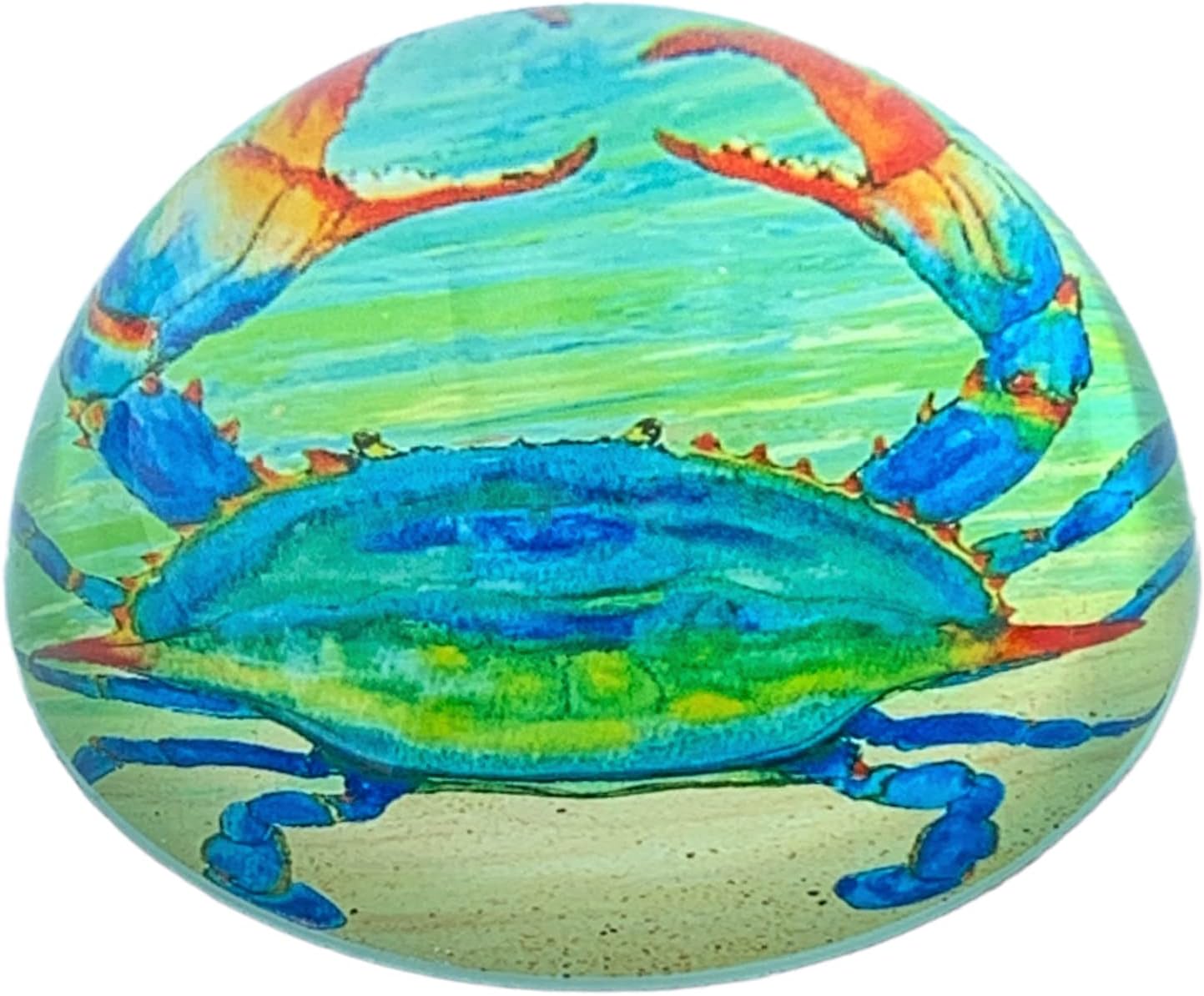 Value Arts Chesapeake Blue Crab Paperweight, Glass Dome, Gift Box, 3" Diameter