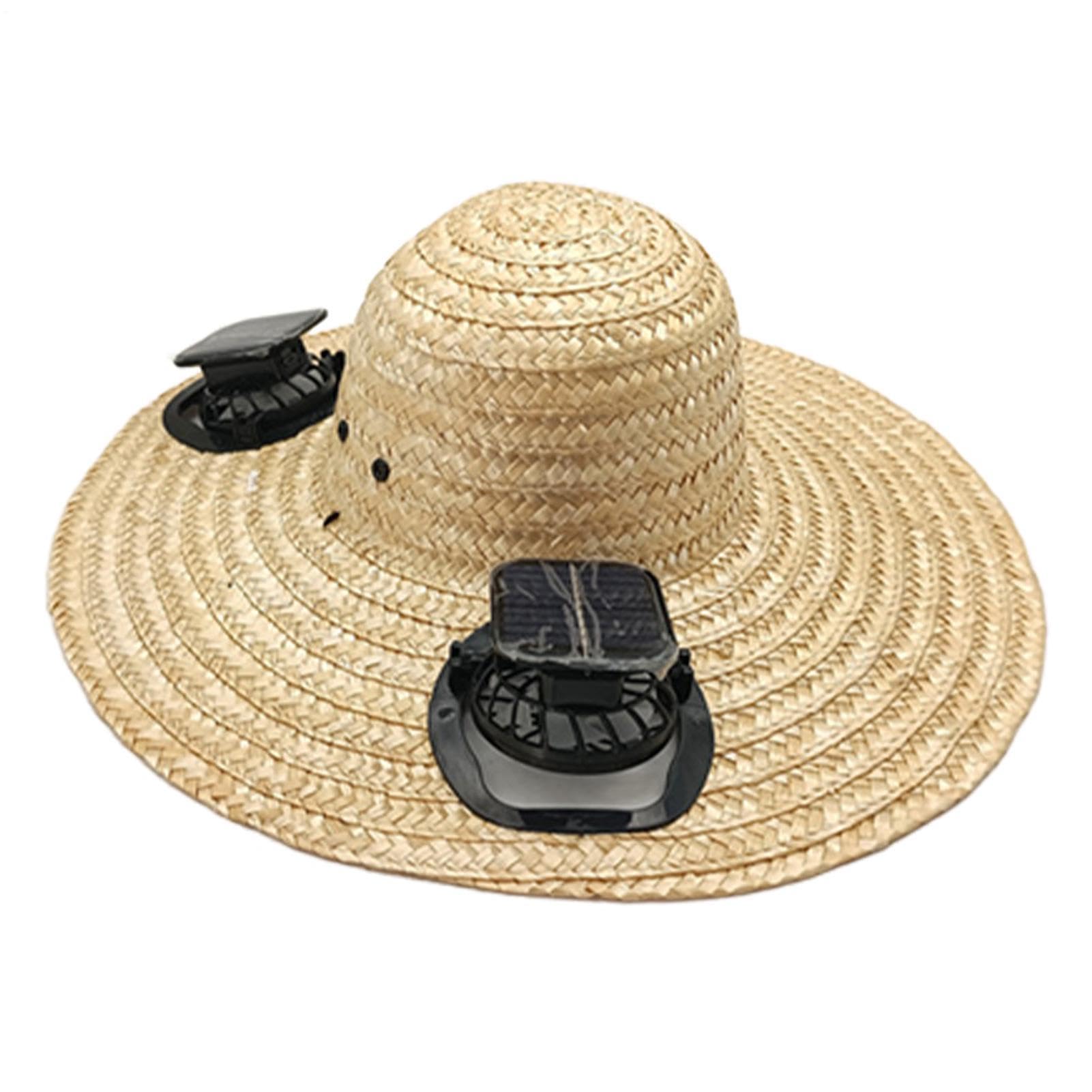 Cappelli di Paglia da Uomo Attrezzatura Ergonomica Ricaricabile USB | Cappello da Sole a Tesa Larga Per Outdoor Campeggio Giardino Escursioni Lavoro Viaggio Spiaggia Sport