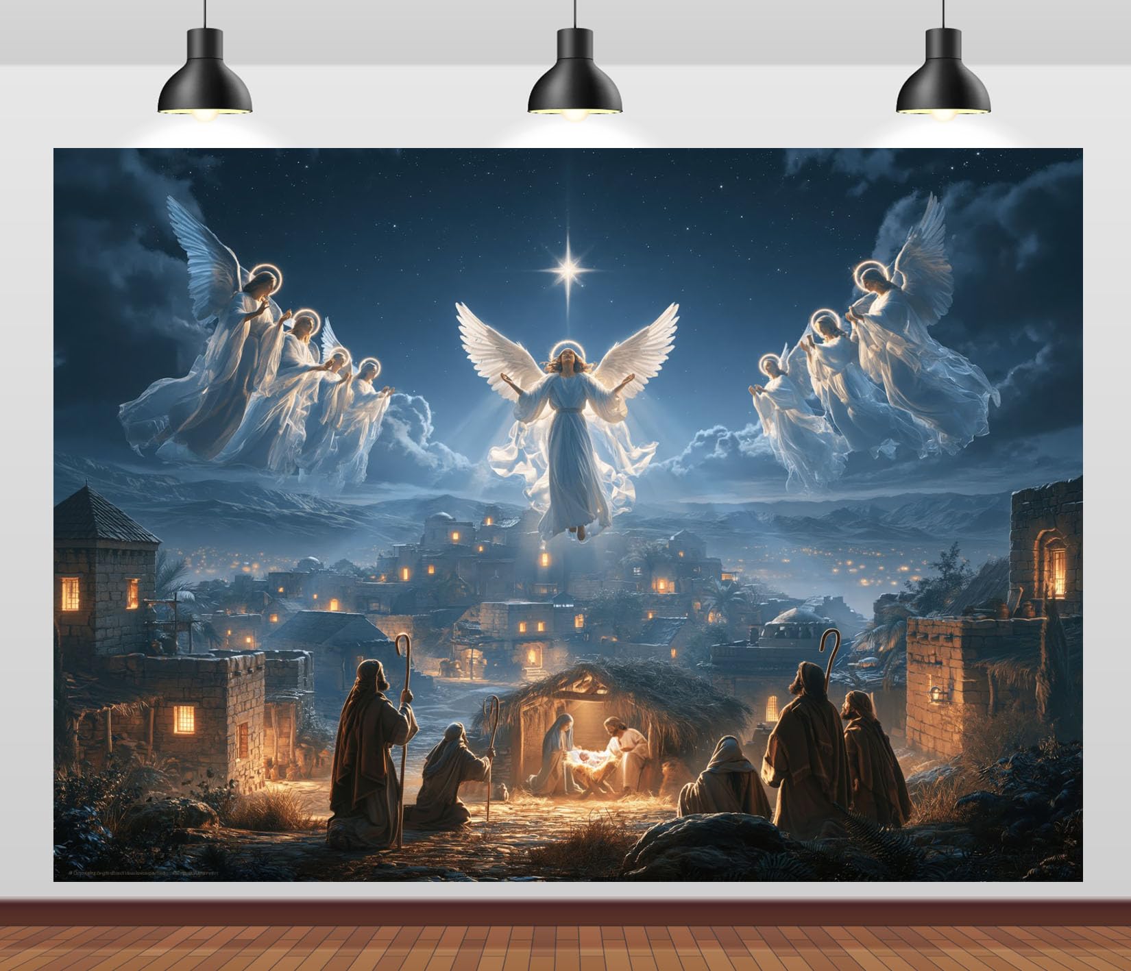 BELECO 5.2x3m Sfondo in tessuto Natività stella di Betlemme