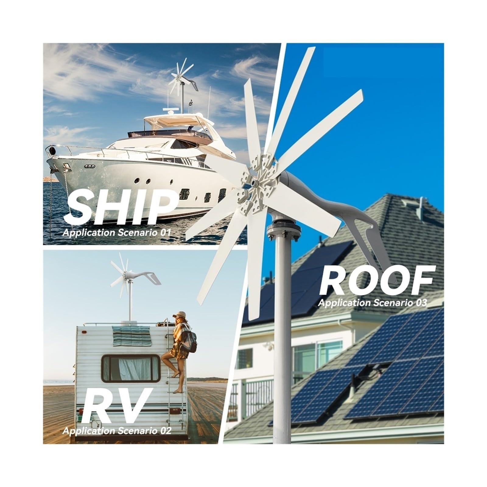 Windenergie-Turbinengenerator 2000 W 12 V 24 48 8 Klingen mit Off Grid-System MPPT und Hybrid-Laderegler for den Heimgebrauch für Zuhause, Boot, Marine, Garten(With Mppt Controller,12V)