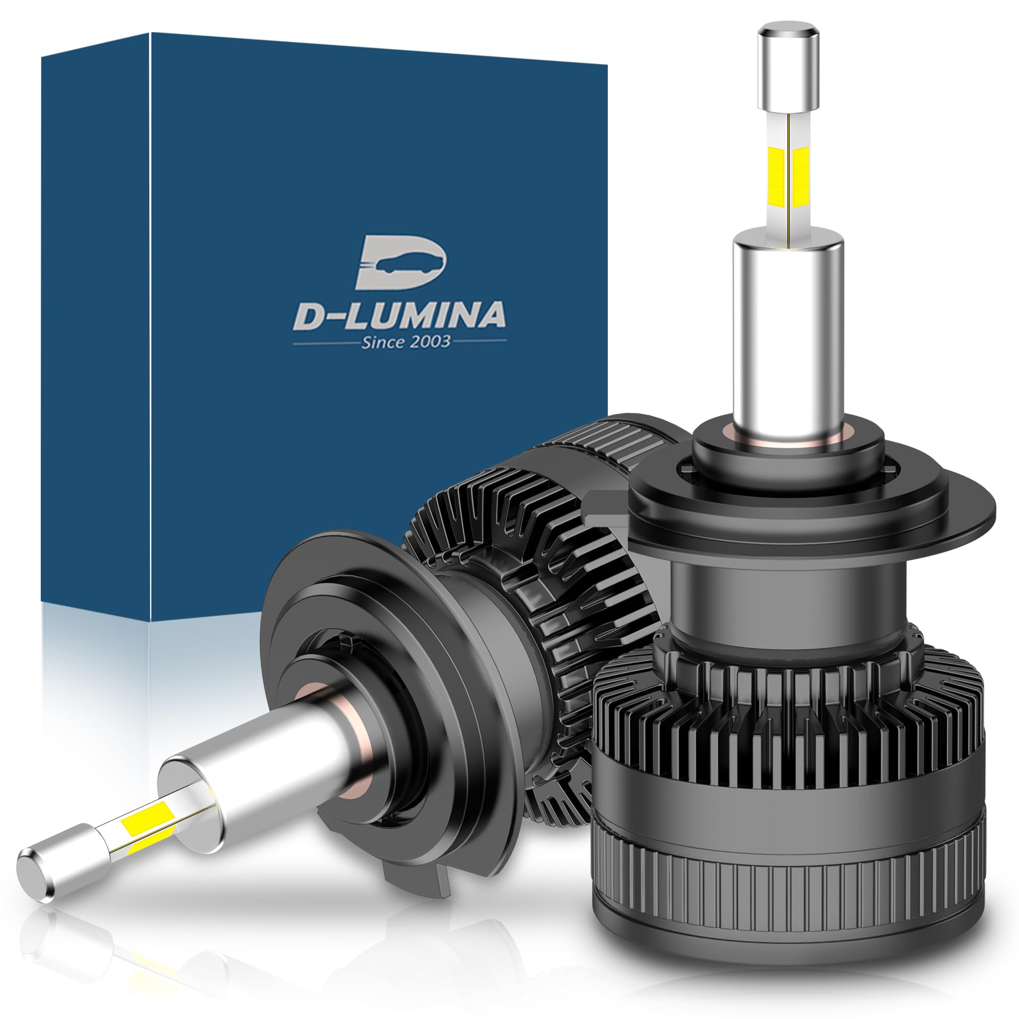 D-Lumina H7 LED Żarówka 360° 120W 20000 lm 6500K Super jasny zestaw reflektorów zamiennik dla halogenowych świateł drogowych i mijania do samochodu 12V, 2 sztuki