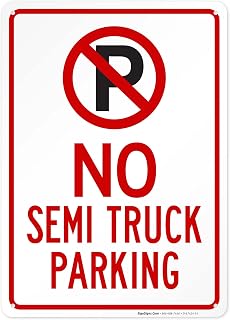 No Semi Truck Parking with Symbol Sign, 10x14 Inches, Rust Free .040 Aluminum, Fade Resistant, Made in USA