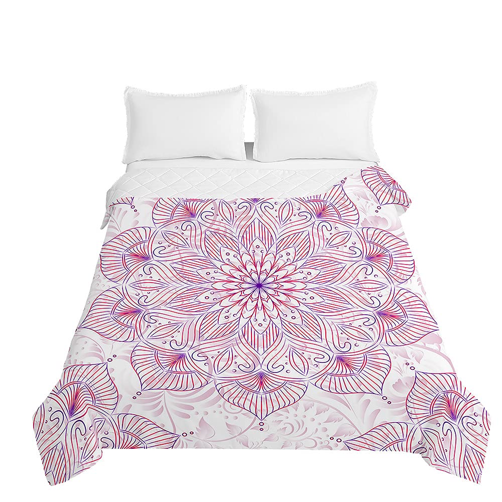 Colcha de verano mandala rosa de 180x220 cm para cama matrimonio