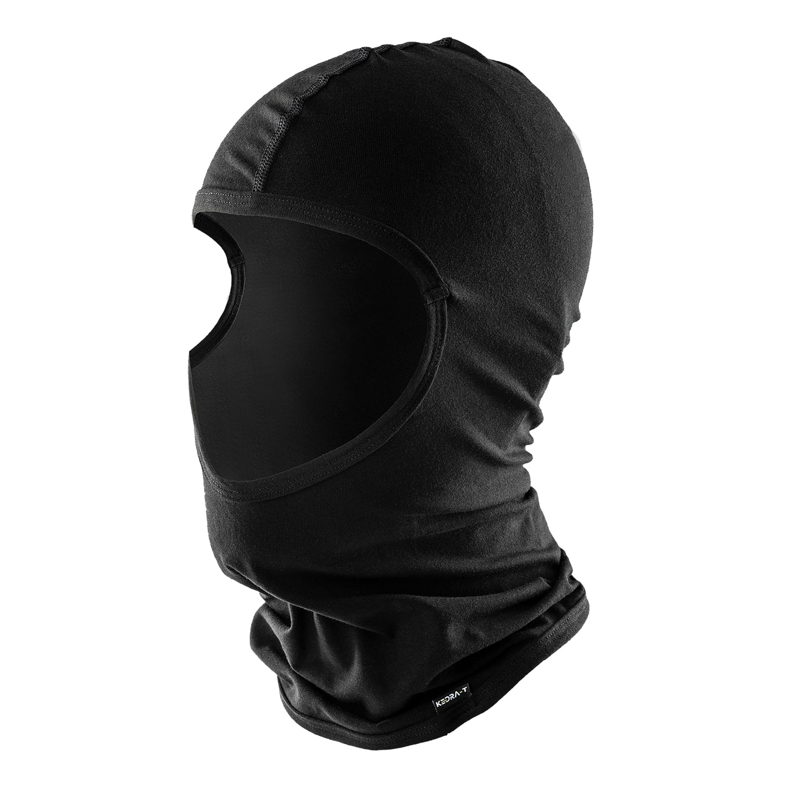 KEDRA-T Sous-casque en coton ouvert sur le visage, fabriqué en Italie, couleur noire, taille unique, respirant, pour moto, extérieur, cagoule, protection thermique légère, Noir