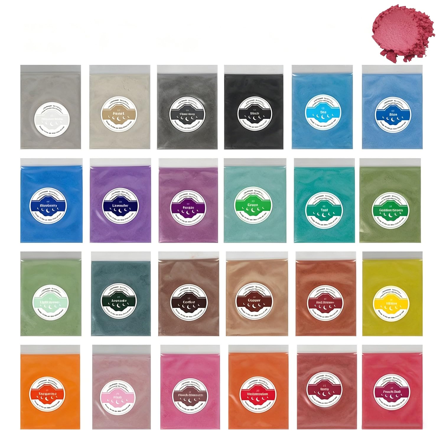 24 Colors Mica Powder Set 5g Each | Resin Colour Pigment for DIY Crafts | Pearlescent mica Powder for epoxy Resin for Paint Cosmetics Soap Nail Art Candles Glass Printing Leather Paper Dusting