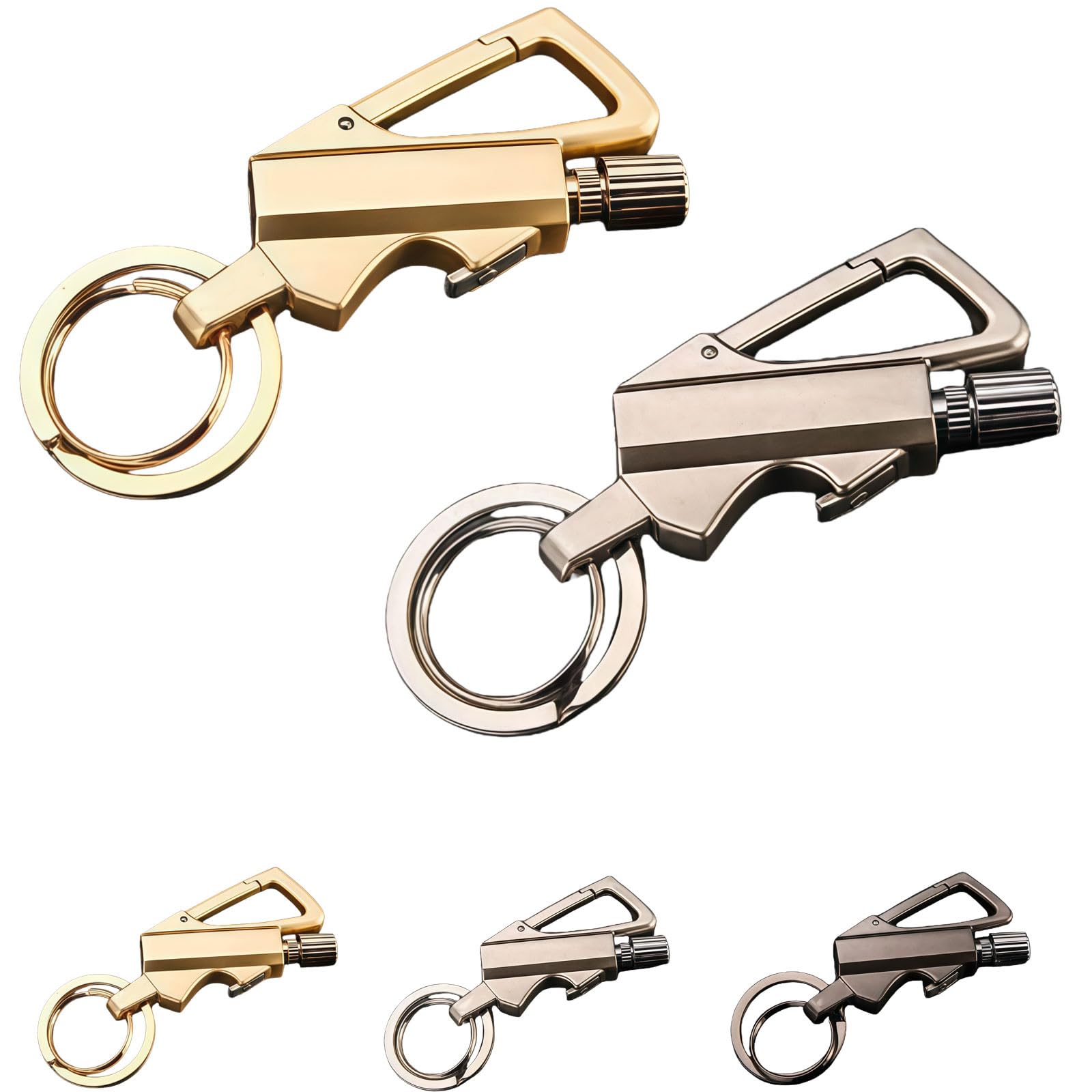 Eowduk Gold+Silver Permanent Match Infinity Lighter With Multitool Keychain, Permanent Match Infinity Lighter (Gold+Silver)