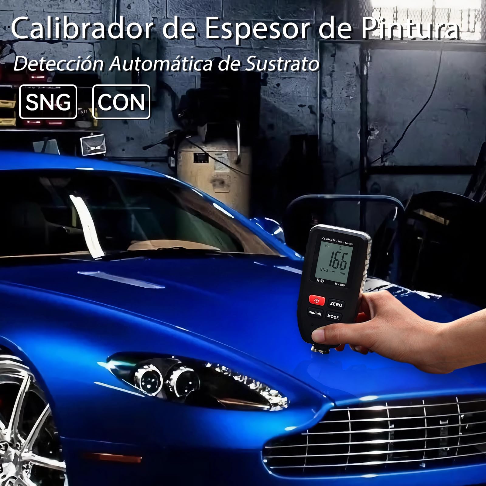 RDINSCOS Medidor de Espesor 0-1300 µm,Medidor de Espesor de Recubrimiento de Pintura con Sondas Fe y NFe Apto para Automóviles con Carrocerías de Acero y Aluminio