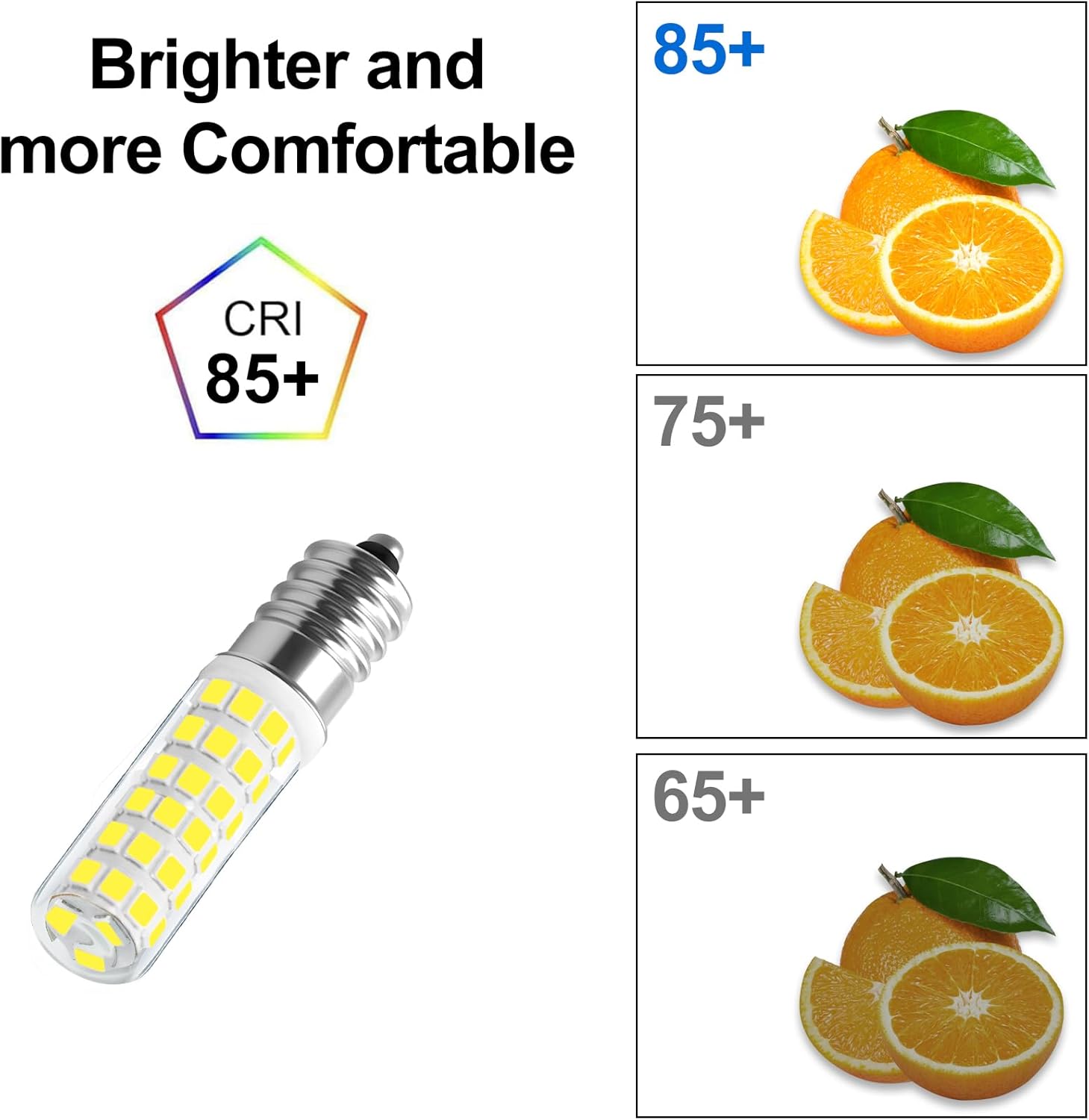 E12 Dryer LED Light Bulb 2W Equivalent to 20W 25W 300Lm AC 120V Replace WE05X20431 WP22002263 6000K Daylight White E12 Edison Base T5 Tubular Clear Glass for Fridge Water Dispenser Dryer Drum, 2 Pack