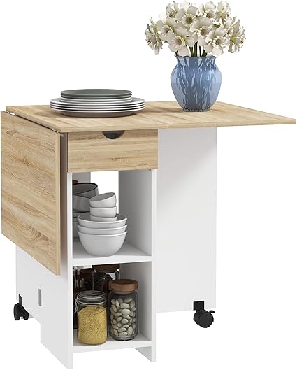 Table à Manger Pliante HOMCOM Extensible De 60 à 180 Cm - Pour 6 Personnes - Idéale Petits Espaces, Salle à Manger