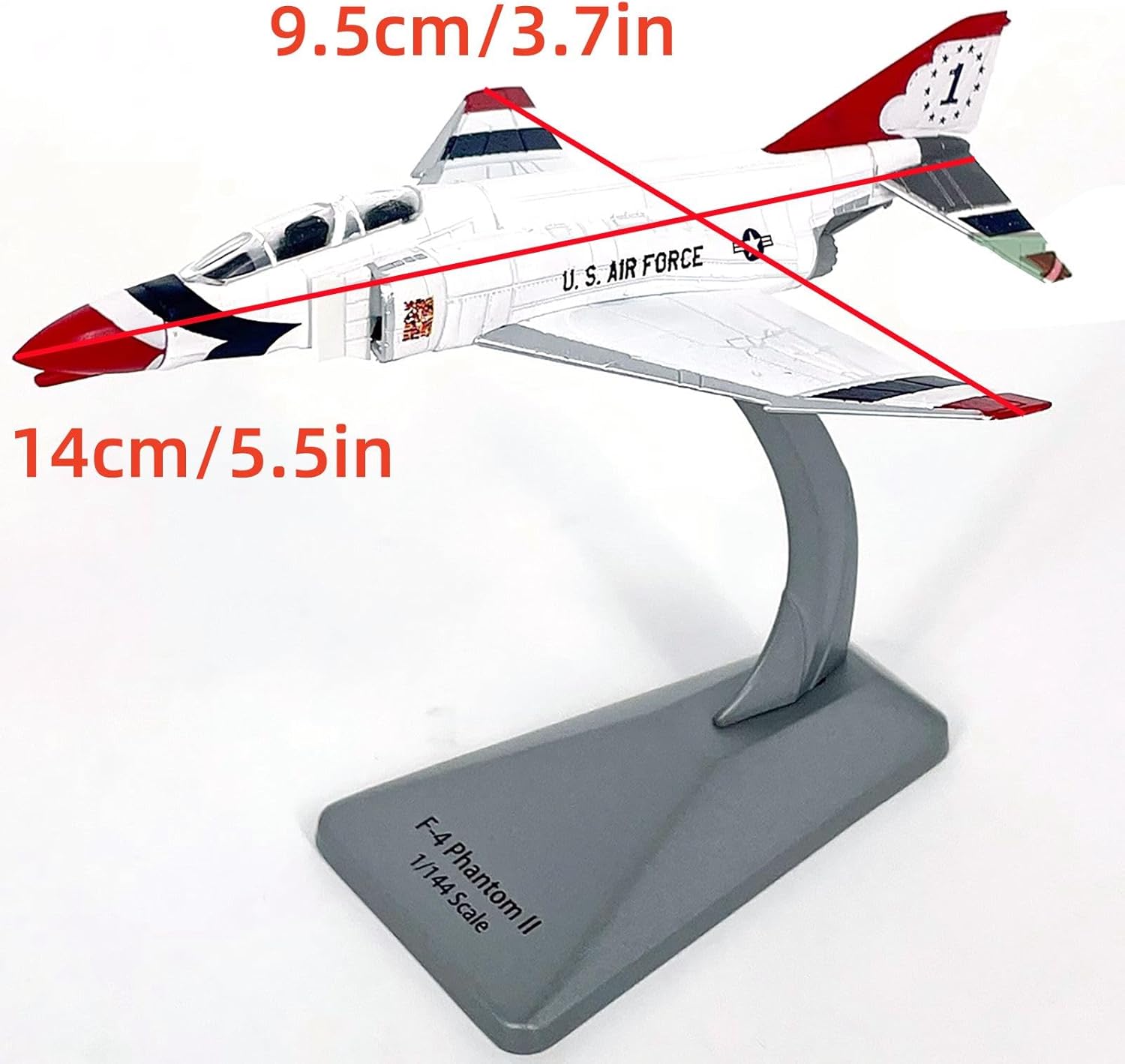 Alloy United States Air Force F-4 Phantom II Fighter Model 1:144 Scale, Alloy Aircraft Model for Collection Displaying new