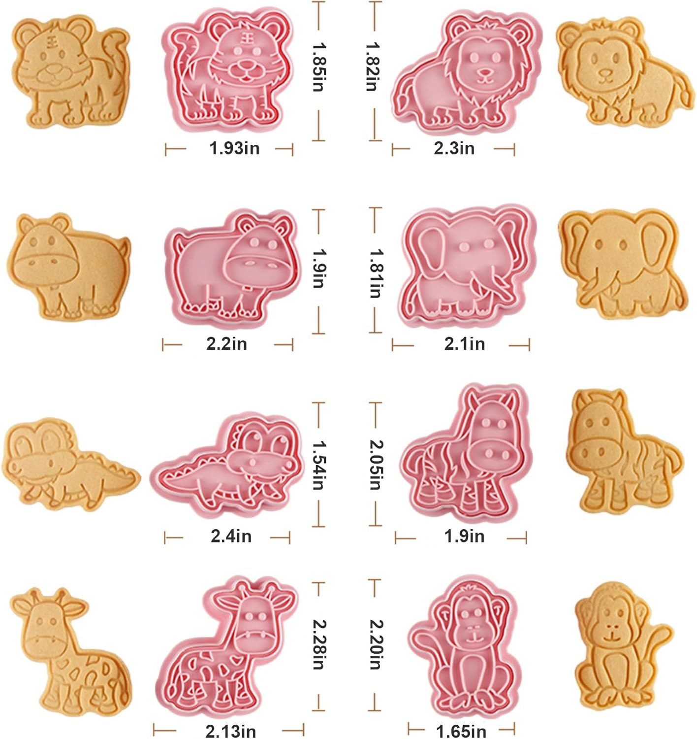 8 Pcs Animal Cookie Cutters Set Baking Molds 3D Animal Press type Cookie Cutter for Baking, Fondant, Cheese, and Pastries - Image 3