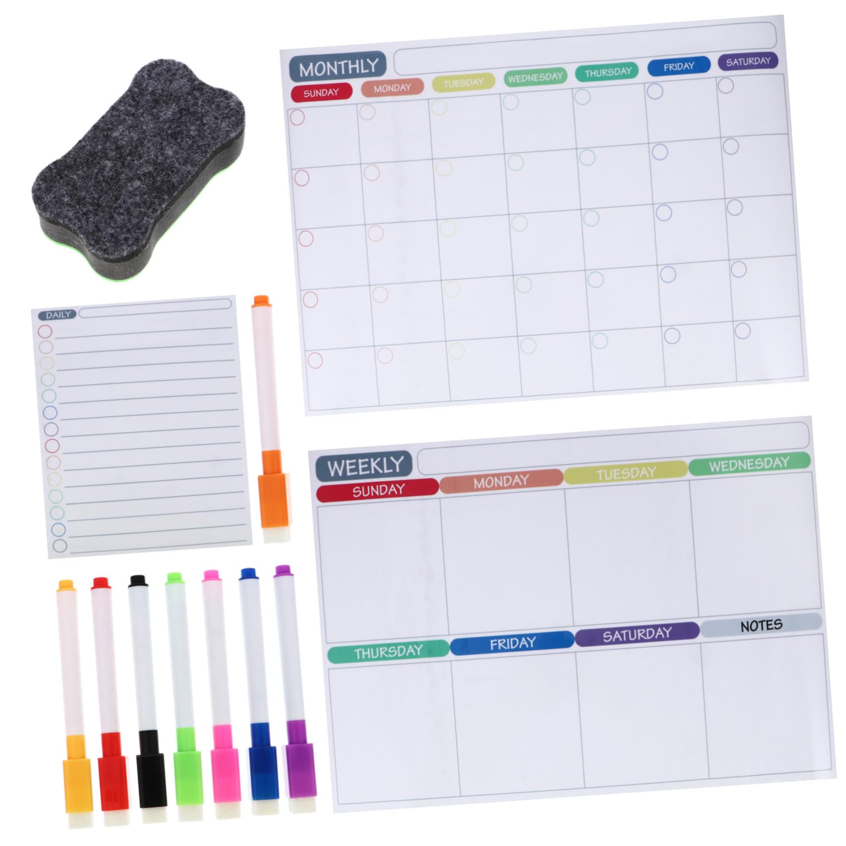 SOLUSTRE 12stücke Teiliges Magnetisches Kühlschrankkalender Abwischbarer Planer Für Wochen Und Monatsübersicht Magnettafel Für Notizen Einkaufslisten Für Fitness Gesundheit