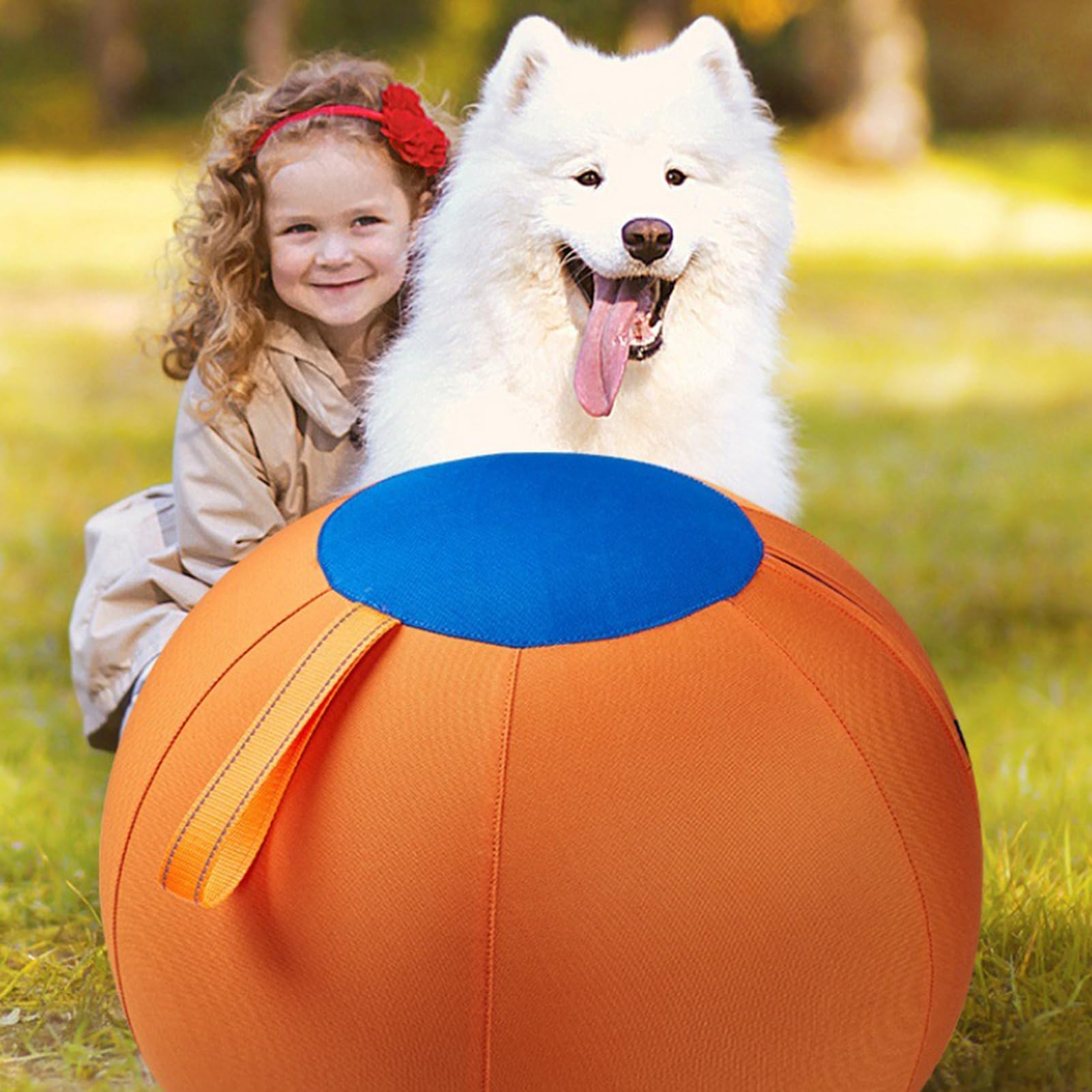 Pelota de pastoreo para perros, pelota calmante con asa de cubierta, pelota de entrenamiento inflable para razas grandes, perros pequeños y medianos, juego activo