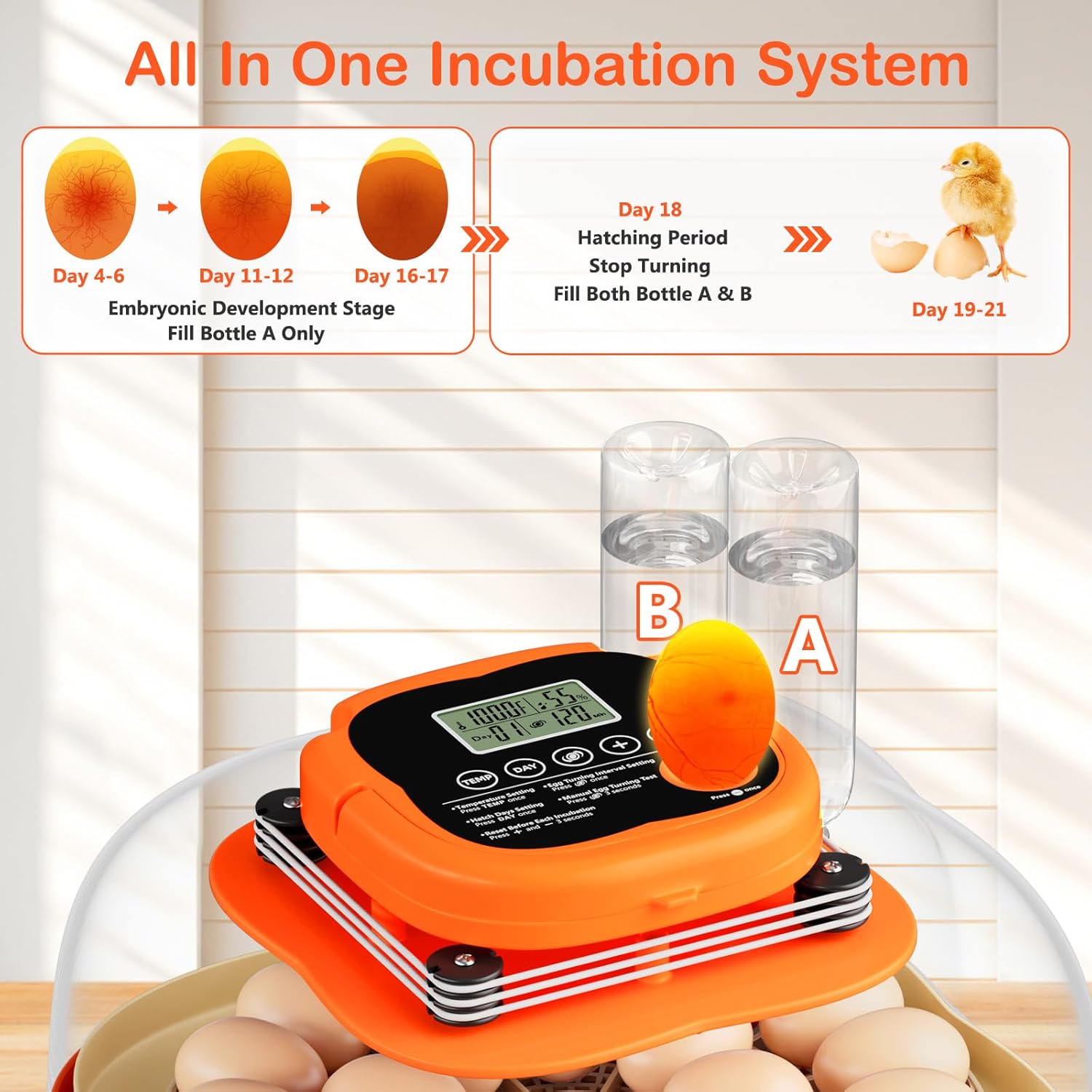25 Egg Incubators for Hatching Eggs, Egg Incubator with Automatic Egg Turning and Humidity Control, Incubators for Hatching Eggs Chicken Quail Parrot Pigeon