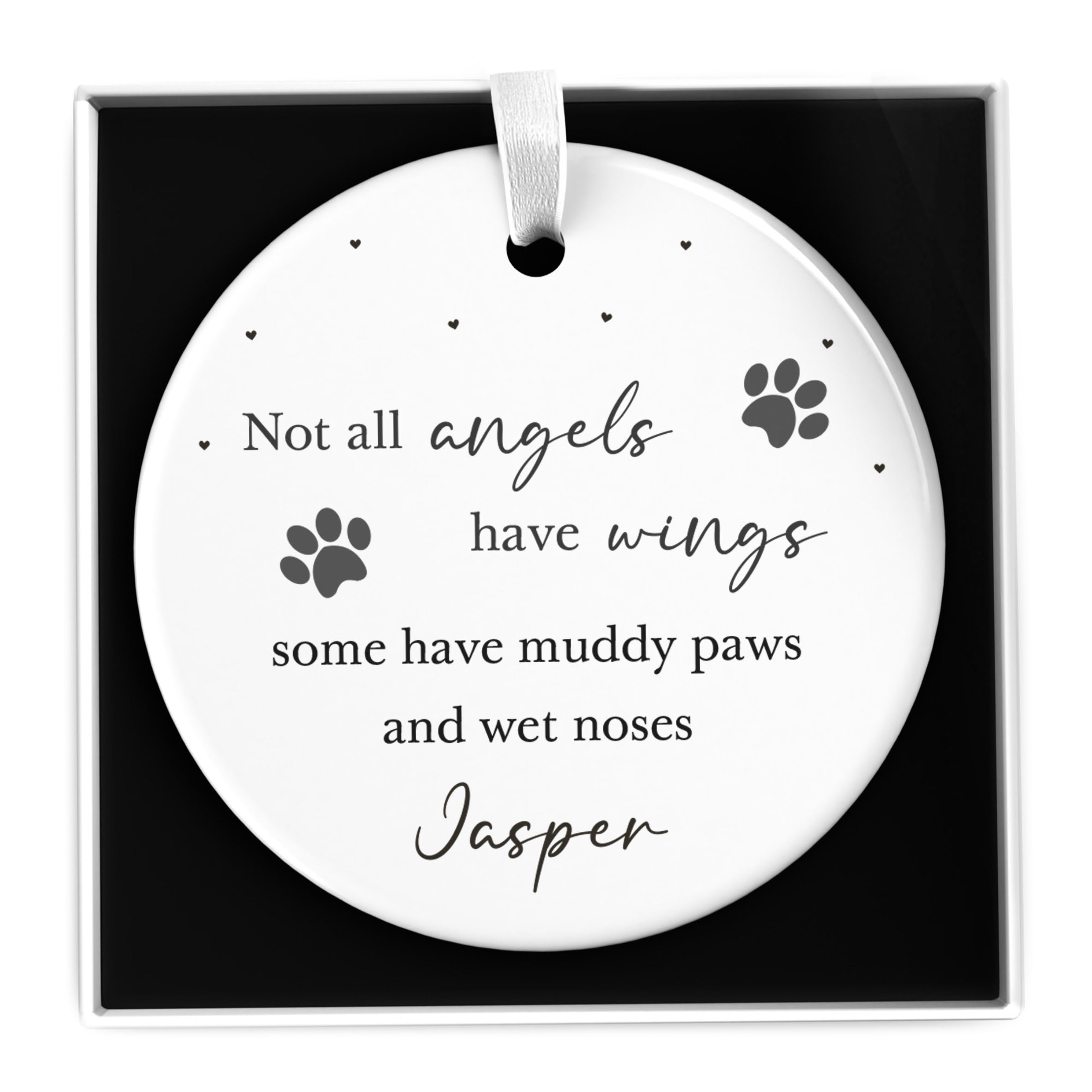 Beecreative Dog Memorial Plaque Gifts Personalised, Not All Angels Have Wings, Loss Of A Dog Gift, Ceramic Heart Circle Ornament With Gift Box