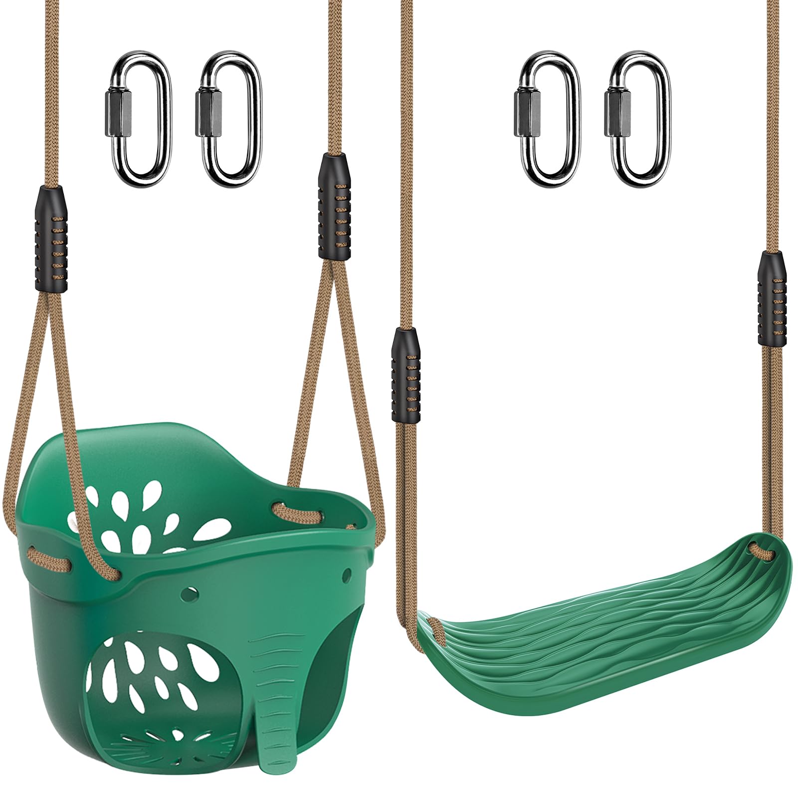 BeneLabel 2pcs Swing Seat, Soft Plastic Bucket Elefant Kids Swings Indoor/Outdoor Child Tree Hard Swinging Board with High Back Adjustable 130-200cm Rope for 1-3 Years Toddler/Baby/Adult,600lbs/250lb — image 1