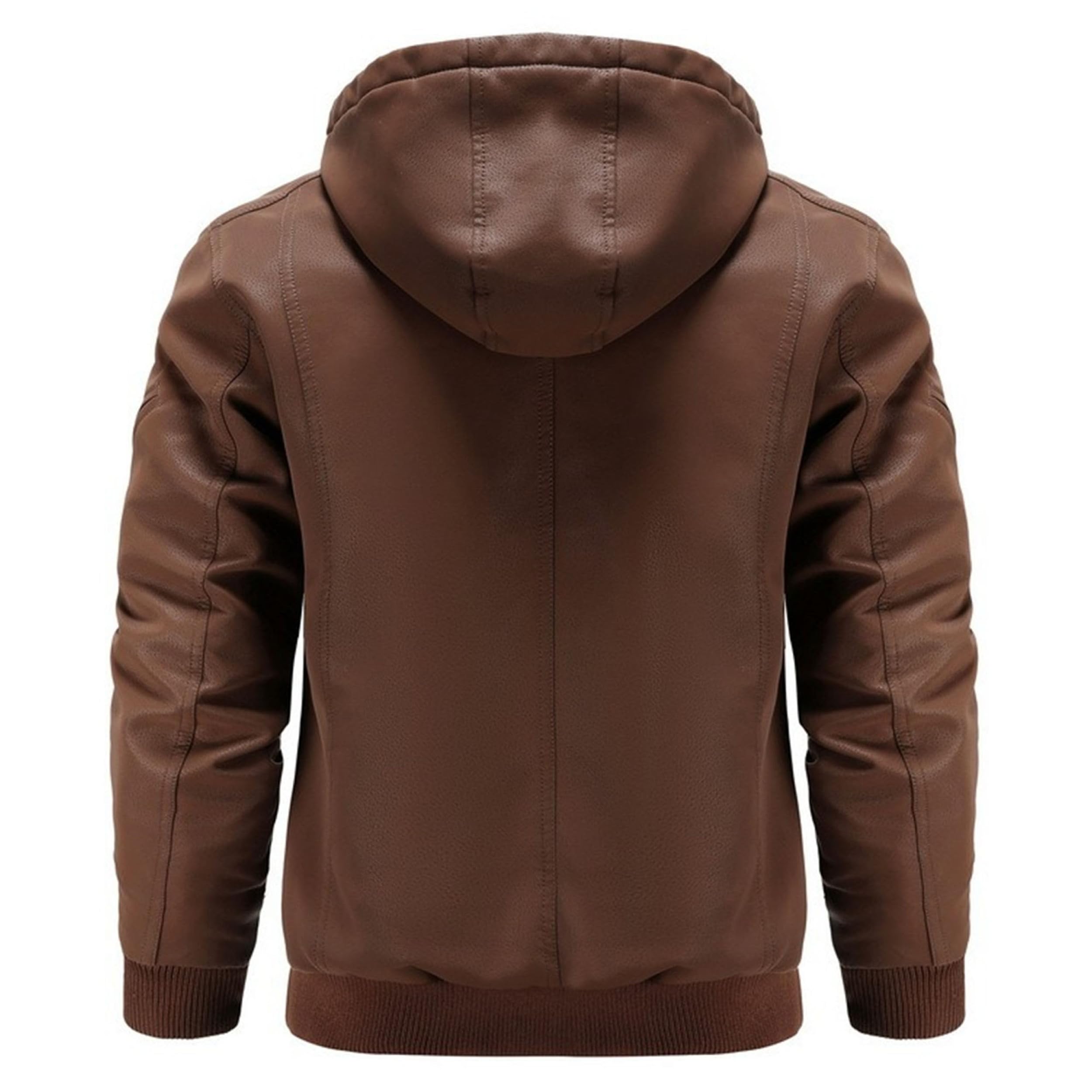 Abrigos para hombre Chaqueta bomber de motociclista con cremallera de piel sintética para hombre con capucha extraíble