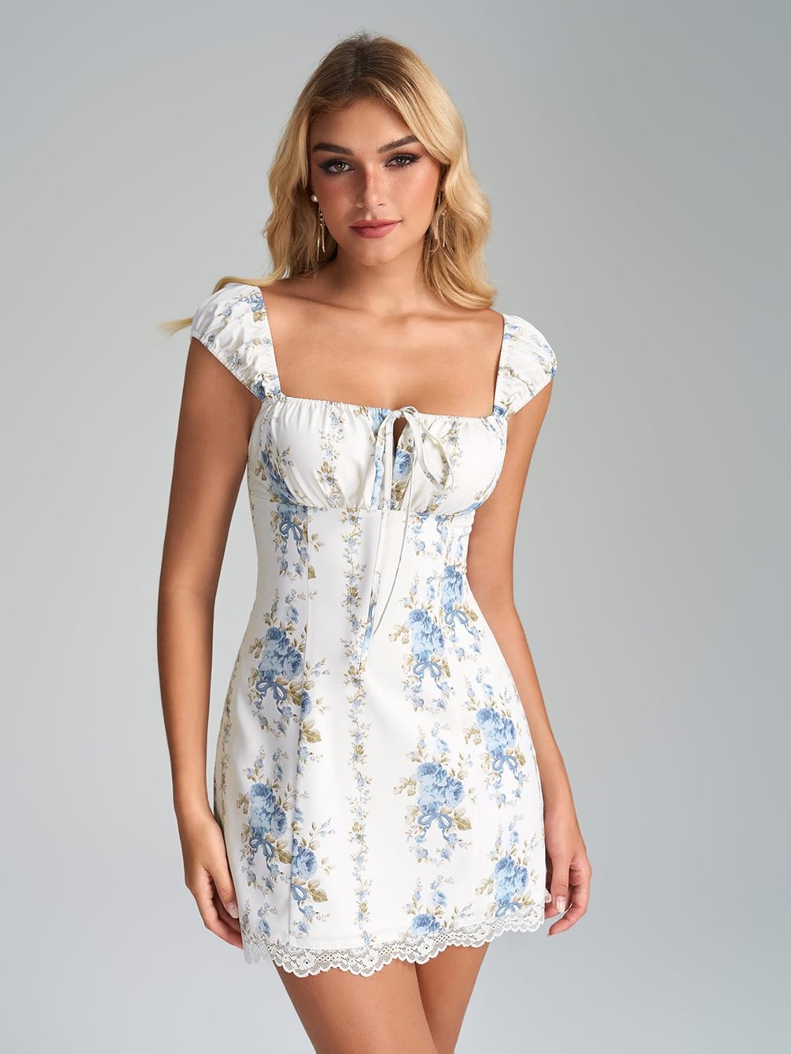 KUTUMAI Vintage Lace Up Floral Corset Mini Dress Cute Summer Short Graduation Dresses for Women 2026 - Image 5