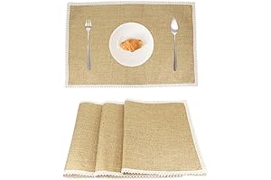 Farmhouse Linen Placemats Set of 4, Rustic Dining Table Set for 4
