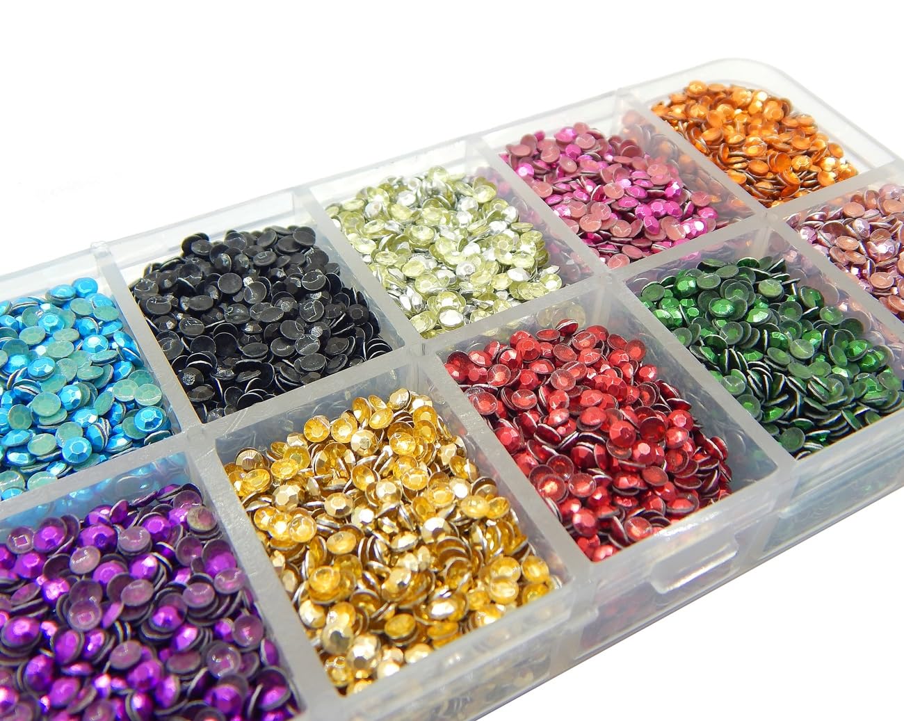 Perlin Hotfix Lot 20 000 Rivets Métalliques Octogon 2 Mm – 10 Couleurs Avec Boîte De Rangement – Strass Thermocollants Pour DIY, Vêtements, Ongles