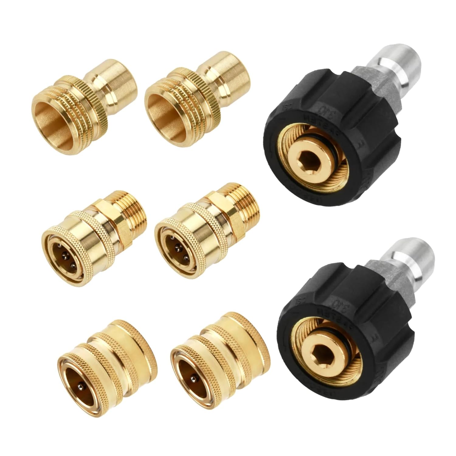 Pressure Washer Quick Connect Fittings, Washer Adapter Set, Set Quick Connect Kit with M22 14mm to 3/8 Inch Hose Adapter, 3/4" to Quick Release, 8 PCS