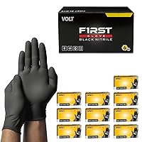 Vista 1 de First Glove - Guantes desechables de nitrilo Volt de 6 milésimas de pulgada negros, guantes de limpieza seguros para alimentos para cocina, hogar