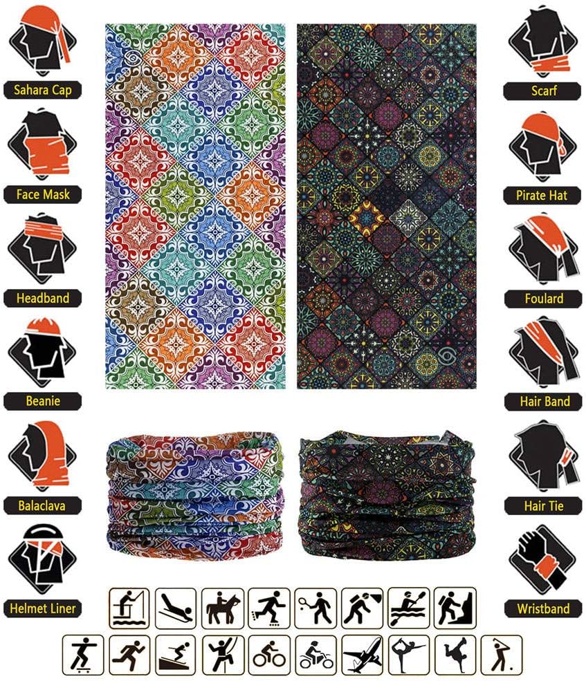 VANCROWN Headband Neck Gaiter Head Wrap Headwear Face Mask Magic Scarf Bandana for Men and Women image 3