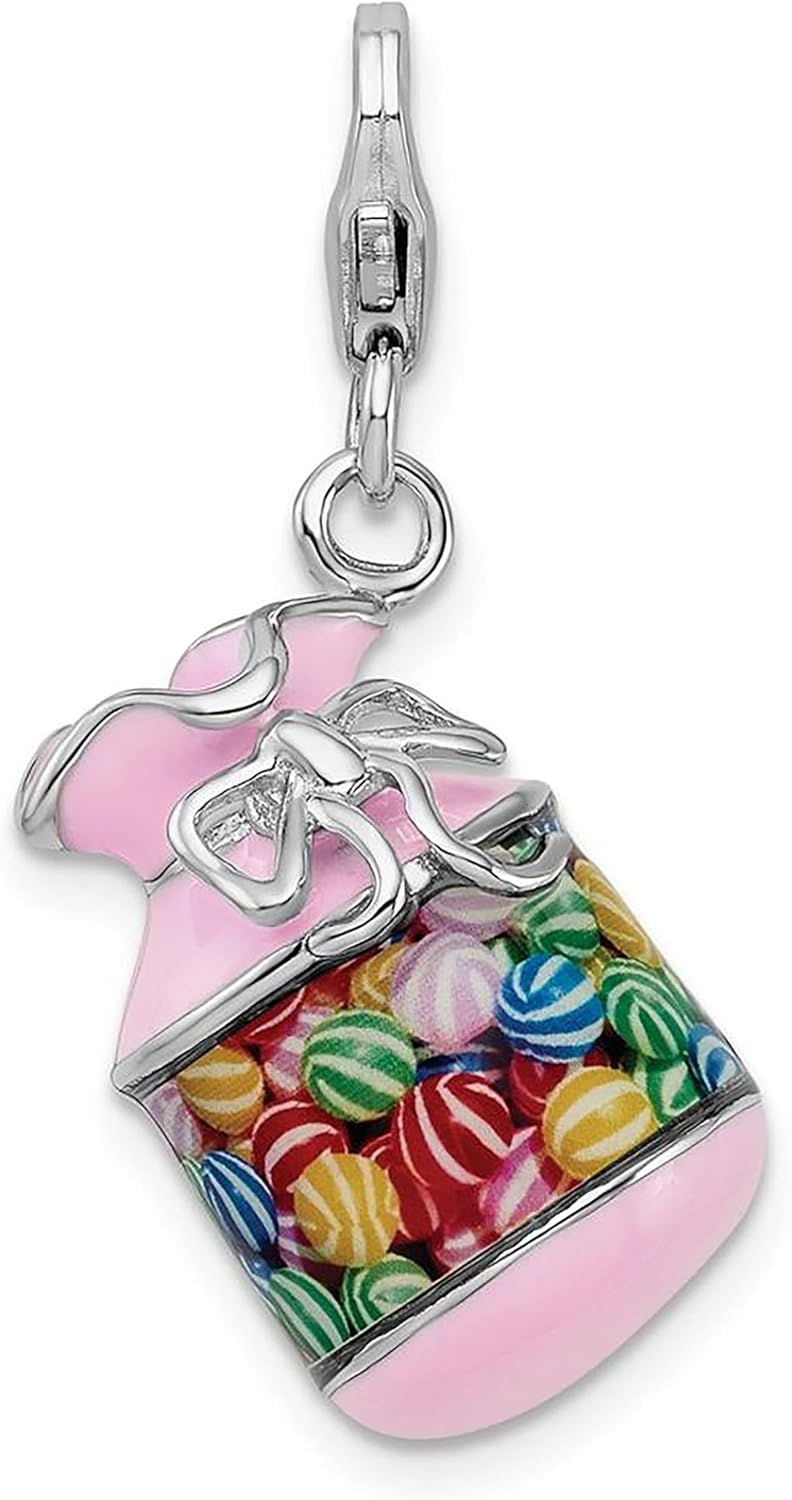 925 Sterling Silver Amore La Vita Polished 3-D Enameled C&y Jar Bracelet Charm Lobster Clasp