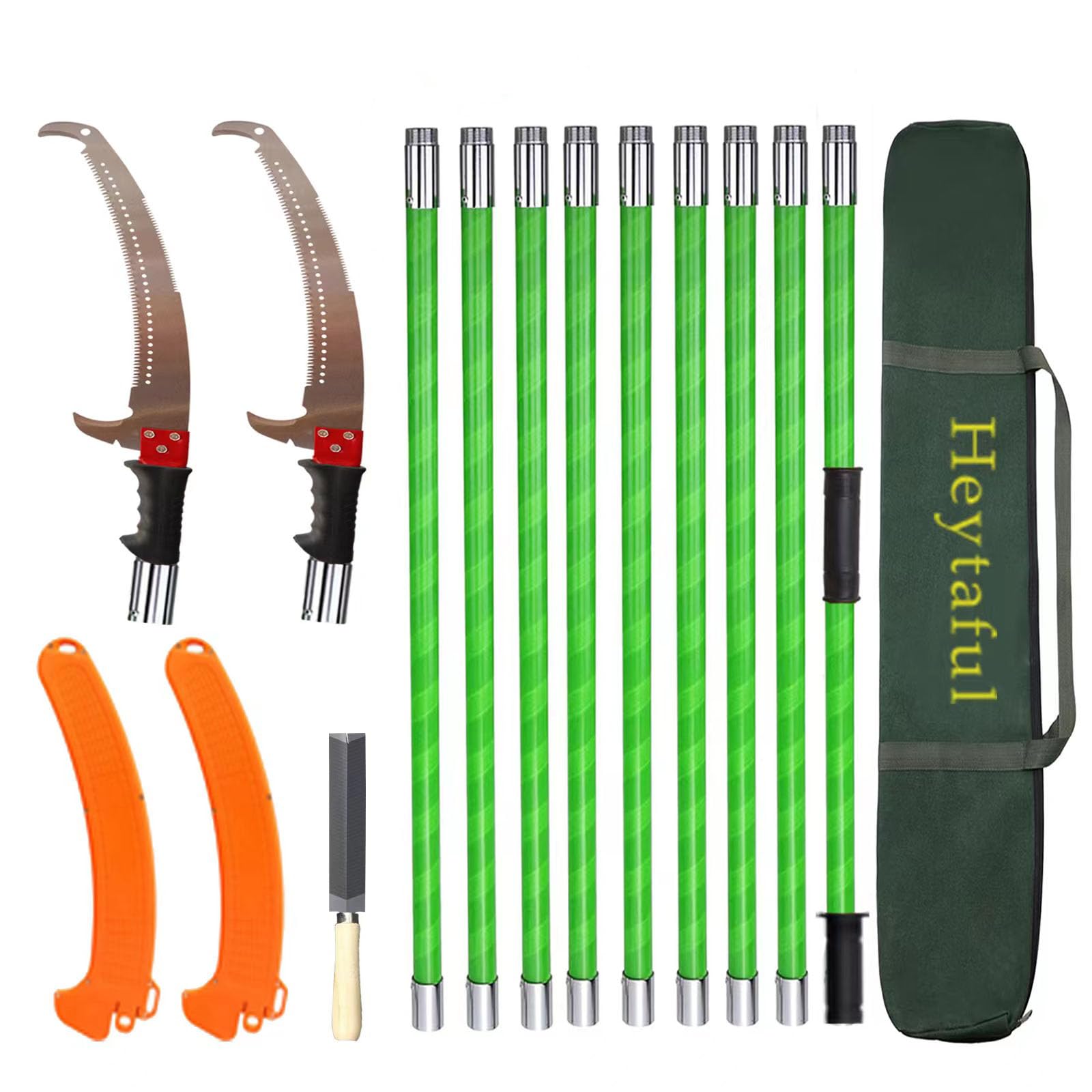 Manual Pole Saw 30 FT Extendable Tree Pruner High Branches Trimming for Pruning Palms and Shrubs with Long Handle (Green)