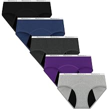 Nalwort Womens Period Underwear Menstrual Period Panties Slim Postpartum Cotton Panties 5 Pack,Multicolor-ZH4,2X-Large
