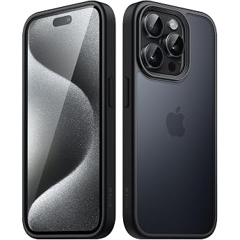 JETech Matte Case for iPhone 15 Pro Max Black