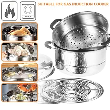 Amazon | 蒸鍋 蒸しもの鍋 蒸し鍋 満菜 直径28cm/30cm 二段 三段