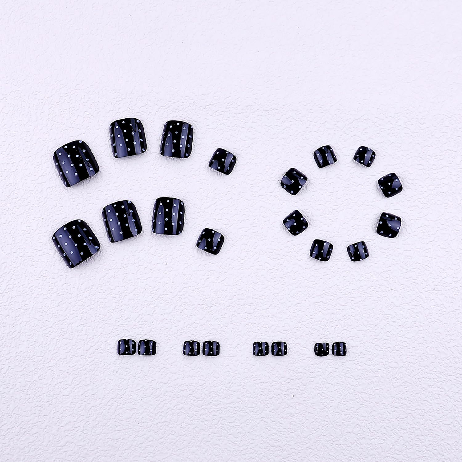 Polka Dot Press On Toenail Short Square Fake Toenails Black White Polka Dot False Toenail Reusable Acrylic Toe Nails Press Ons Glossy Full Cover Glue On Toenails For Women Manicure 24Pcs