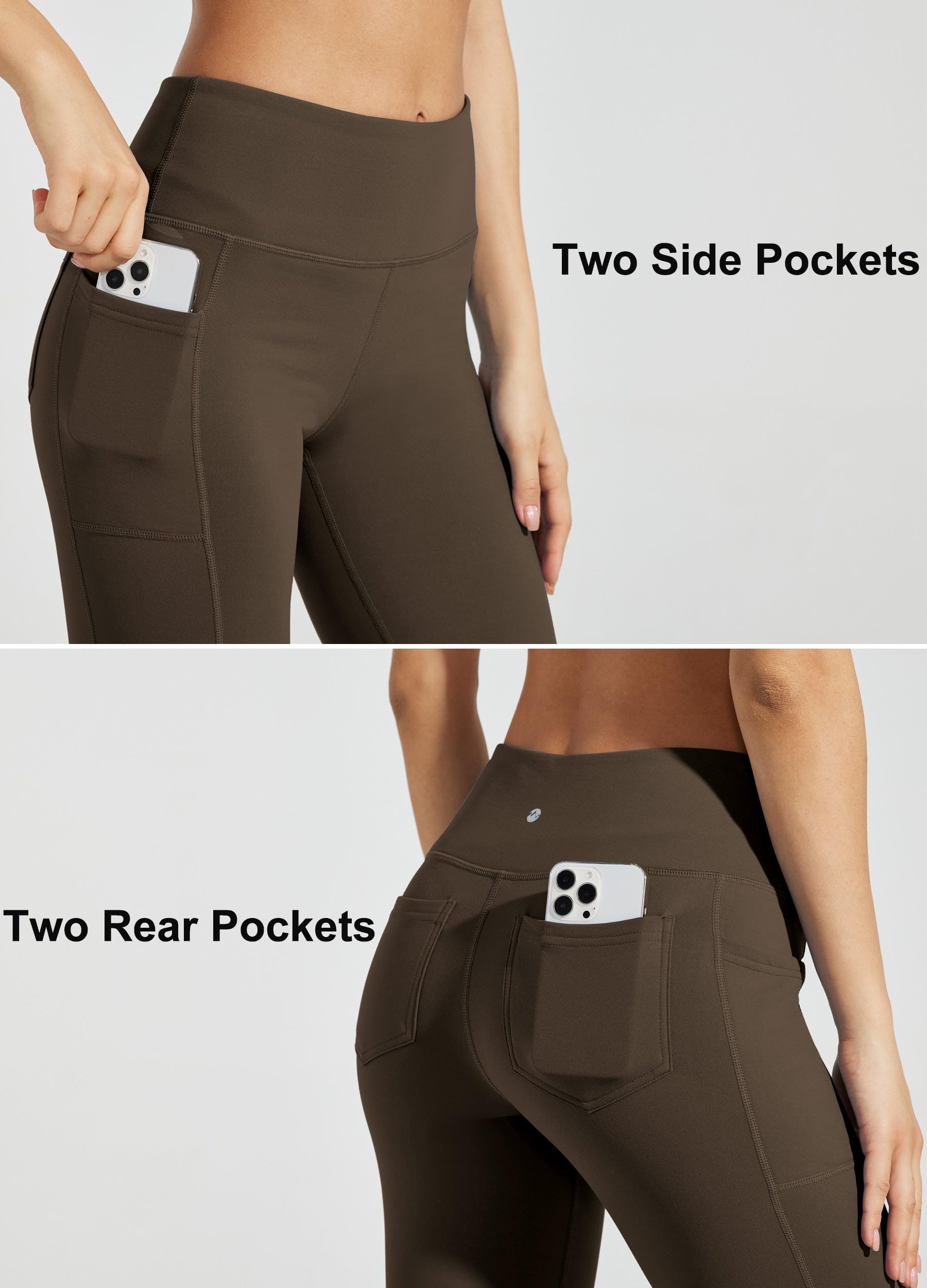 Willit Pantalon de yoga doublé en polaire pour femme - Pantalon d'hiver thermique taille haute - Résistant à l'eau