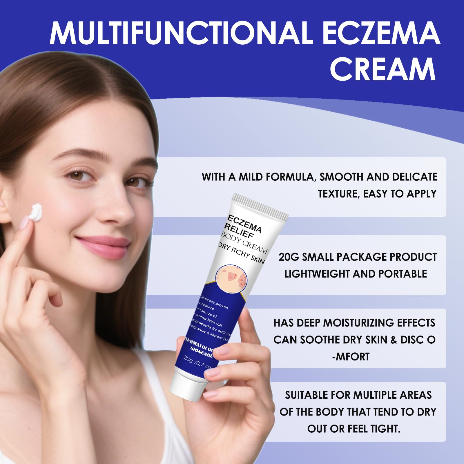 20g Crema per Eczema,Crema Corpo Lenitiva,crema Idratante,efficacemente Nutre la Pelle Secca,Adatta a Viso e Corpo