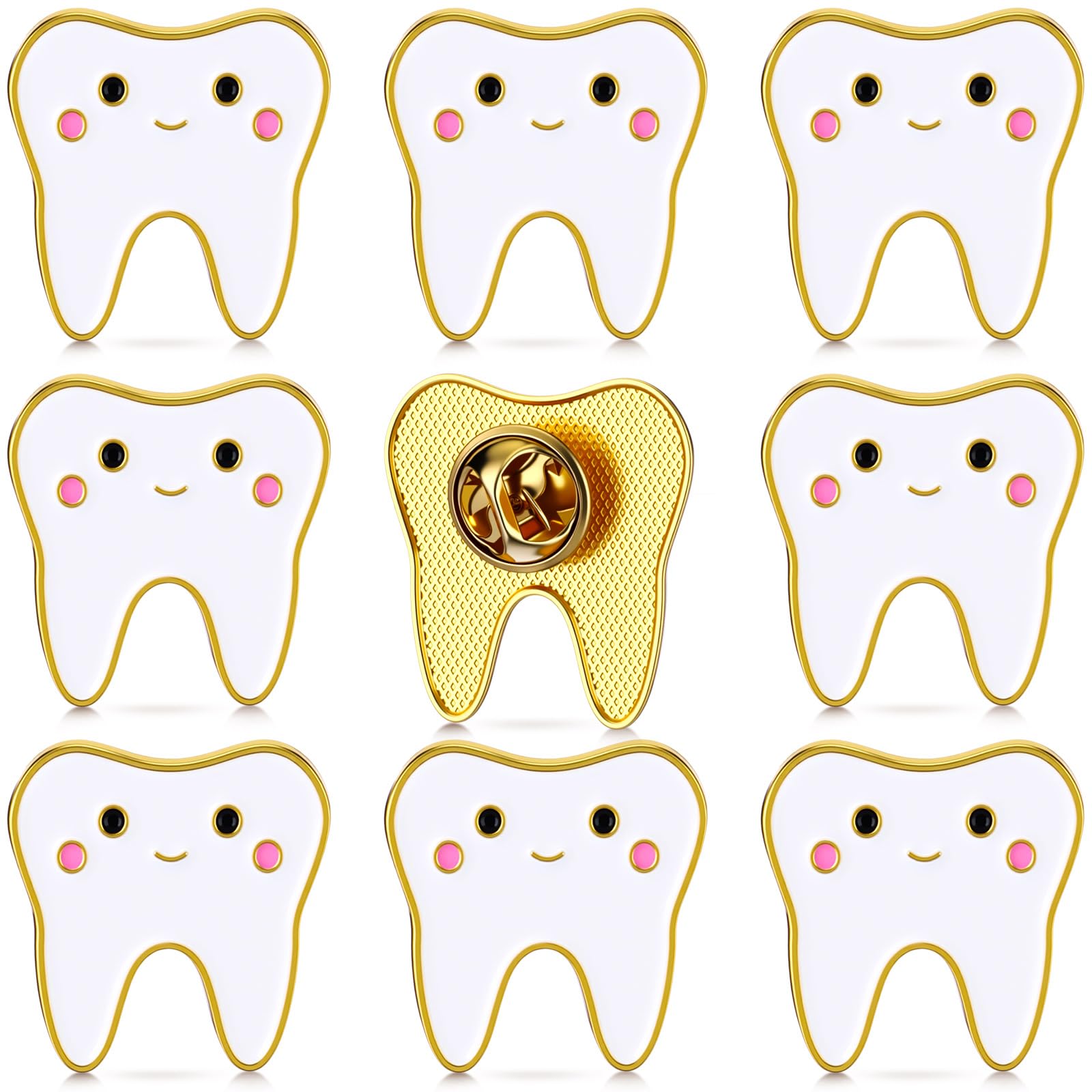 Landical 30 szt. uroczych przypinek do zębów emaliowane szpilki dentystyczne prezenty dentystyczne zabawna broszka z klapą zębów dla współpracowników, asystent dentystyczny lekarza pielęgniarki