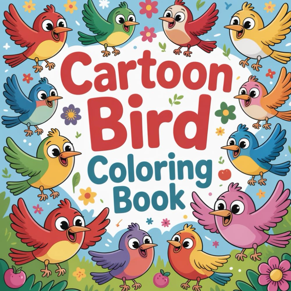 Cartoon Bird Coloring book: cartoon bird coloring book, fun coloring pages, kids coloring activity, relaxing stress relief, creative coloring book, ..