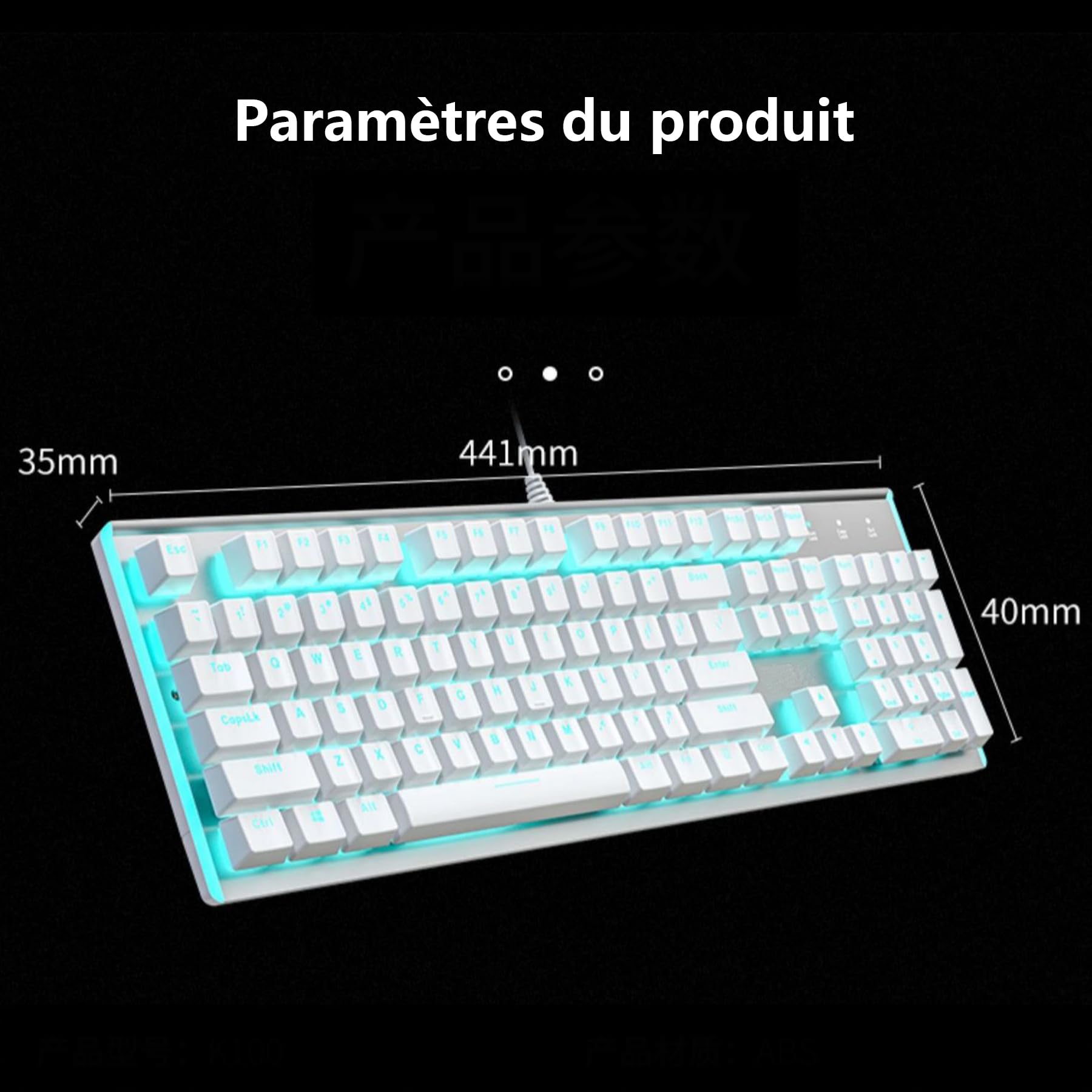 ADMLZQQ Przewodowa klawiatura komputerowa, klawiatura USB Plug Play, duża klawiatura cyfrowa, wielkie litery, składane nóżki, litery zapobiegające uszkodzeniom i zużyciu